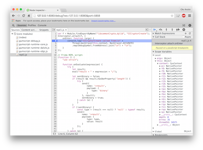 Frida Debugger Session Frida Debugger Session